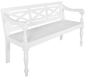 Banco Batávia 136 cm Madeira Maciça de Mogno Branco