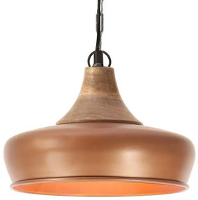 vidaXL Candeeiro teto industrial 26cm E27 ferro cobre e madeira maciça