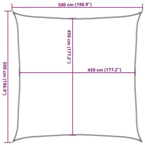 Para-sol estilo vela quadrado 160 g/m² 5x5 m PEAD amarelo