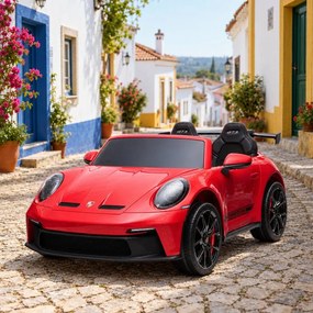 Carro elétrico para crianças Porsche 911 24V 4x4, 2 lugares, controlo remoto, entrada USB/AUX, motores de 200W, bateria de lítio, luzes LED licença OR