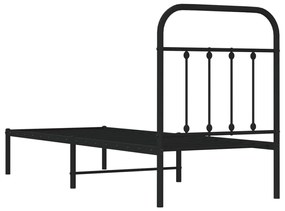 Estrutura de cama com cabeceira 75x190 cm metal preto