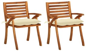 Cadeiras de jantar jardim c/ almofadões 2 pcs acácia maciça