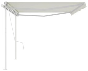 Toldo retrátil automático com postes 5x3 m cor creme