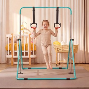 Barra de Ginástica para Crianças, 111,5 x 144,5 x 132 cm, Ajustável em 4 Níveis de Altura, Azul