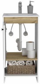 Móvel de casa de banho com lavatório malaga, com compartimento com porta prateleiras resistentes, 85 cm a x 45 cm e x 45 cm P, branco/duna