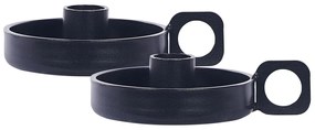 Conjunto de 2 castiçais em metal preto ø 9 cm CHORIO Beliani