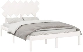 Estrutura de cama casal 135x190 cm madeira maciça branco