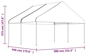 Gazebo com telhado 4,46x5,88x3,75 m polietileno branco