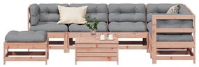 8 pcs conj. lounge jardim c/ almofadões madeira douglas maciça