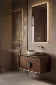 Conjunto De Móvel De Casa De Banho Em Madeira De Manga E Pedra Natural Kivalina Mármore Verde Udaipur - Madeira De Manga Escura - Sklum