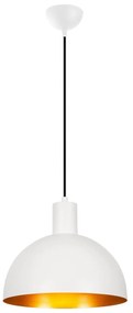 Candeeiro Suspenso Sivani – Branco e Dourado – Diâmetro 30 cm, Altura