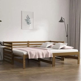 vidaXL Estrutura sofá-cama de puxar 2x(90x190)cm pinho maciço castanho