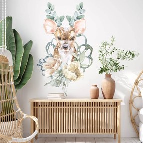 Autocolante para quarto - Corça com flores