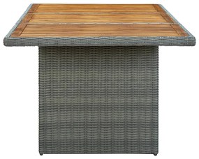 Mesa de jardim vime PE/madeira acácia maciça cinzento-claro