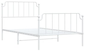 Estrutura de cama com cabeceira e pés 107x203 cm metal branco