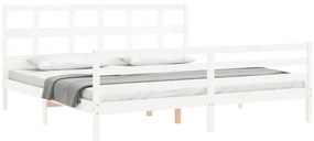 Estrutura de cama com cabeceira 200x200cm madeira maciça branco