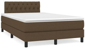 Cama boxspring com colchão 120x190 cm tecido castanho-escuro