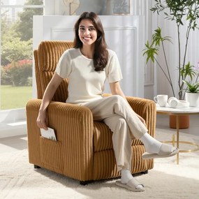 Poltrona Relax Reclinável Manual Estofada em Veludo com Apoio para Pés 73x86x100 cm Castanha