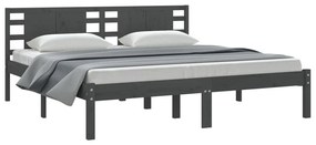 Estrutura de cama 200x200 cm pinho maciço cinzento