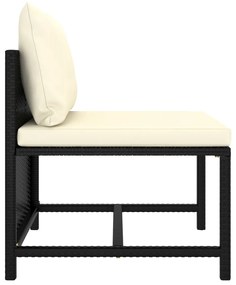 9 pcs conjunto lounge de jardim c/ almofadões vime PE preto