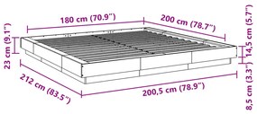 Estrutura de cama 180x200 cm derivados de madeira cinza cimento