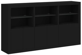 Aparador com luzes LED 181,5x37x100 cm preto