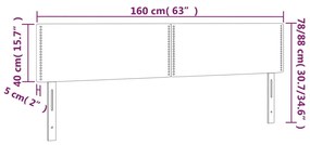 Cabeceira de cama c/luzes LED tecido 160x5x78/88cm cinza-escuro