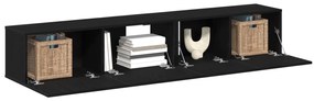 Conjunto de Armário para TV 2 Peças Preto em Madeira Técnica