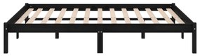 Estrutura cama pequena casal 120x190 cm pinho maciço preto