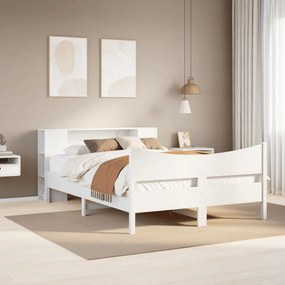 Cama sem colchão 160x200 cm madeira de pinho maciça branco