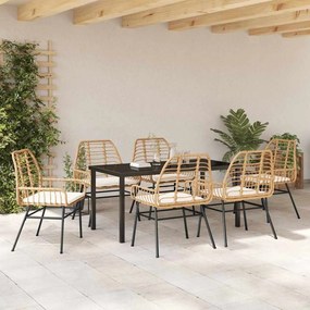 Conjunto de Jantar de Jardim com 7 Peças e Almofadas de Rattan Sintéti