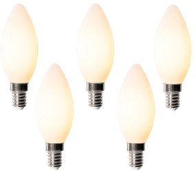 Conjunto de 5 lâmpadas LED E14 reguláveis B35 Opal 4W 400 lm 2200K