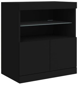 Aparador com luzes LED 142,5x37x67 cm preto
