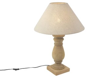 Candeeiro de mesa rústico com abajur de linho bege 50 cm - Catnip Rústico