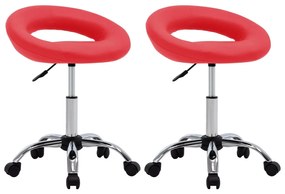vidaXL Cadeiras de jantar giratórias 2 pcs couro artificial vermelho