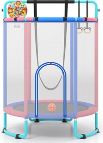 Trampolim Infantil Multifunções, 154 x 154 x 210 cm, Seis Atividades em Um, Azul