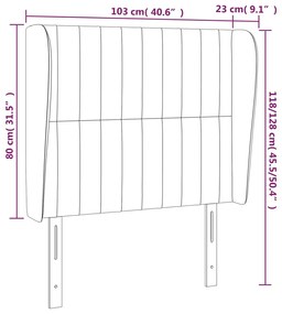 Cabeceira cama c/ abas tecido 103x23x118/128 cm cinzento-claro