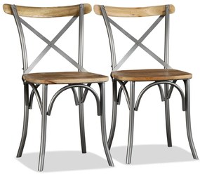 Cadeiras de jantar 2 pcs madeira de mangueira maciça