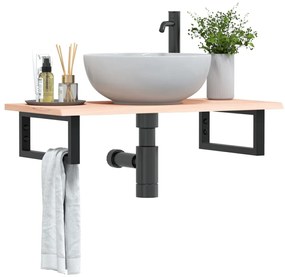 vidaXL Prateleira de parede p/ lavatório aço/madeira carvalho maciça