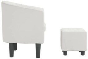 Poltrona com apoio de pés couro artificial branco