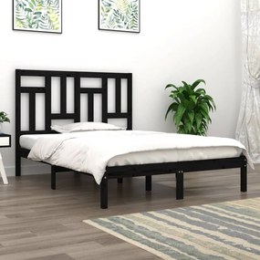 Estrutura de cama 140x200 cm madeira de pinho maciça preto
