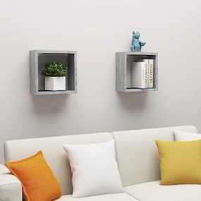vidaXL Prateleiras parede forma de cubo 2 pcs 30x15x30cm cinza cimento