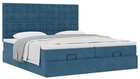Estrutura cama otomana colchões 180x200 cm veludo azul escuro