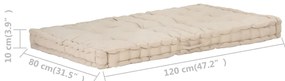 Almofadão p/ móveis de paletes algodão 120x80x10 cm bege