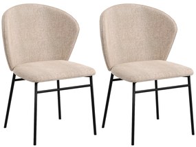 HOMCOM Conjunto de 2 Cadeiras de Sala de Jantar Assento Acolchoado em Tecido com Aspeto de Linho Pernas em Aço Moderno Marrom Claro | Aosom Portugal