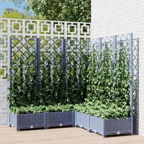 vidaXL Vaso/floreira jardim c/ treliça 120x120x121,5cm PP cinzento azul