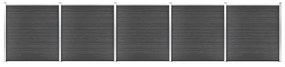 Conjunto de painel de vedação WPC 872x186 cm preto