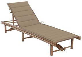 vidaXL Espreguiçadeira de jardim com almofadão bambu