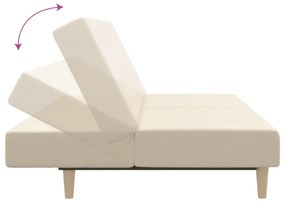 Sofá-cama de 2 lugares tecido cor creme