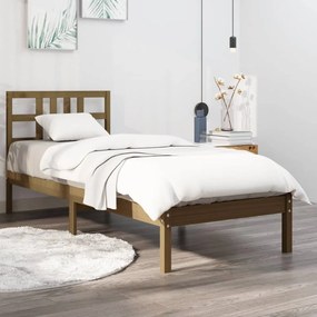 vidaXL Estrutura cama pequena solteiro 75x190 cm madeira castanho mel